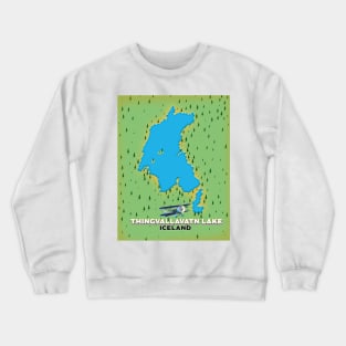 Thingvallavatn lake Iceland travel map Crewneck Sweatshirt